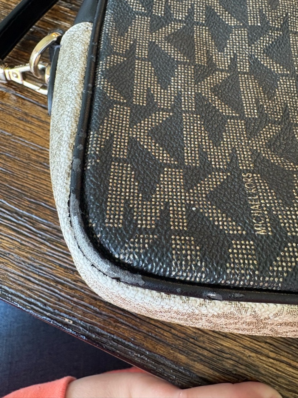 Michael Kors Brown/Gold and Black Signature MK Logo Crossbody Bag - Picture 11 of 12